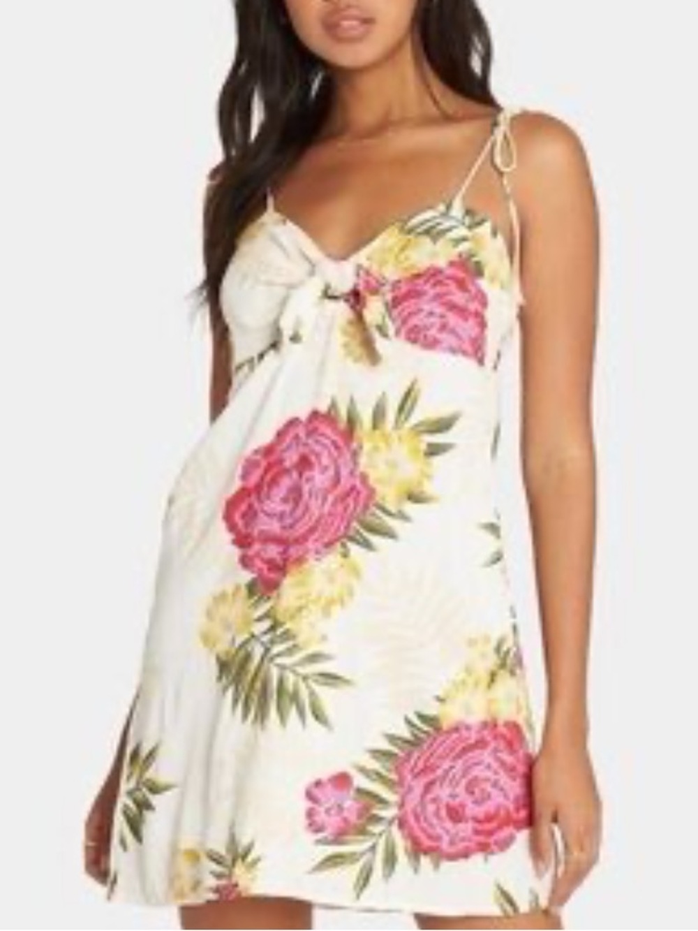 Billabong White Mini Dress with Pink & Yellow Floral Print